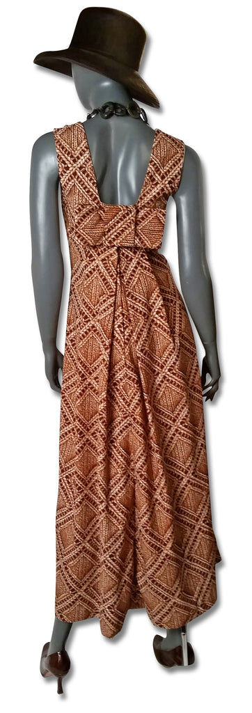 Basket Print 1960s Maxi Dress - refashioner - 4