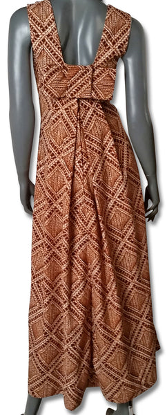 Basket Print 1960s Maxi Dress - refashioner - 1