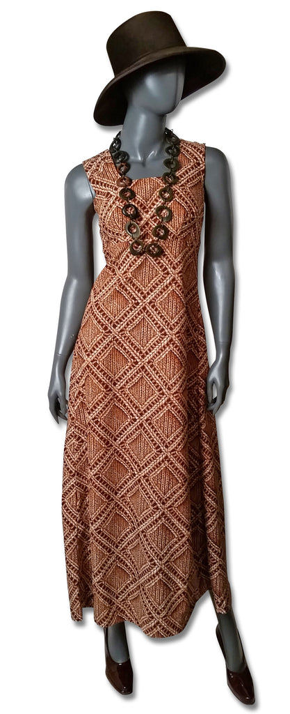 Basket Print 1960s Maxi Dress - refashioner - 5