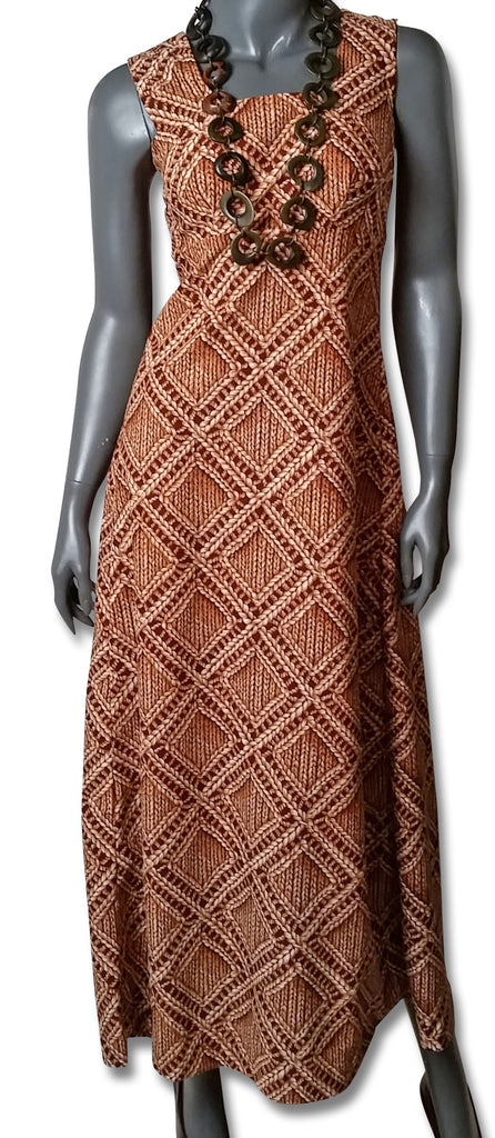 Basket Print 1960s Maxi Dress - refashioner - 2