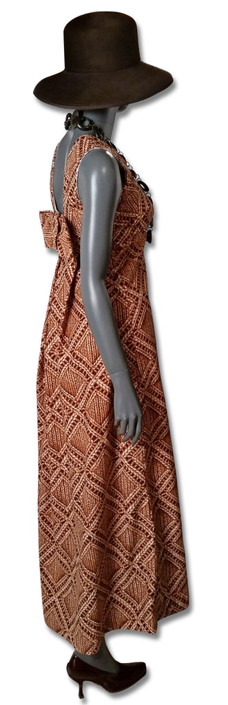 Basket Print 1960s Maxi Dress - refashioner - 6