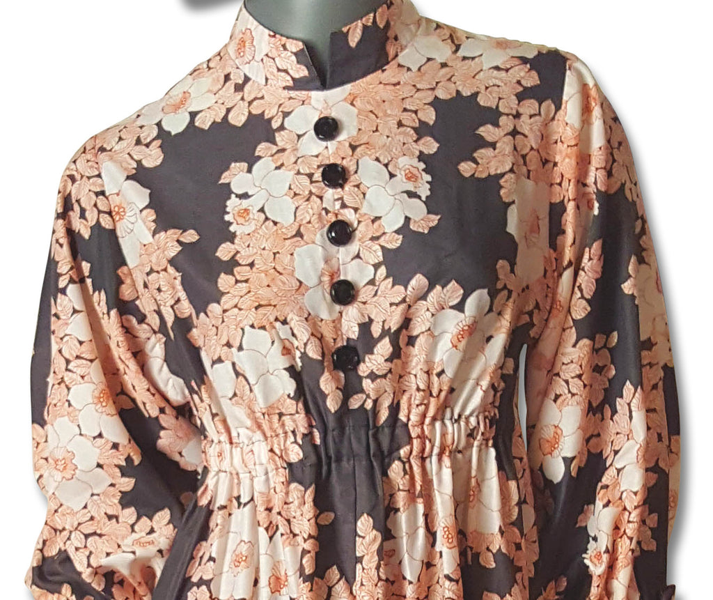 Graphic Floral Print 1970s Dress - refashioner - 3