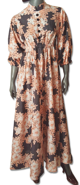 Graphic Floral Print 1970s Dress - refashioner - 1