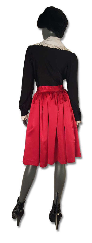 Scarlet Satin Gathered Skirt - refashioner - 5