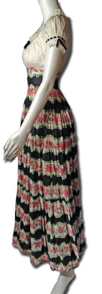 Romantic 1940s Cotton Chintz Floral Dress - refashioner - 3