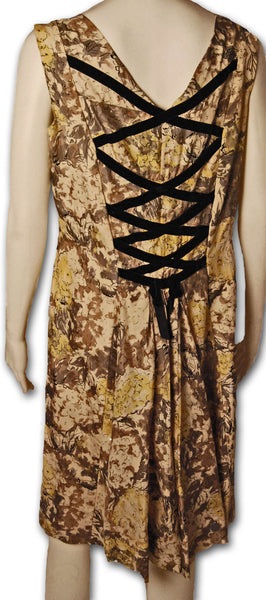 Yellow Floral 1950s Dress, Laced Back - refashioner - 1