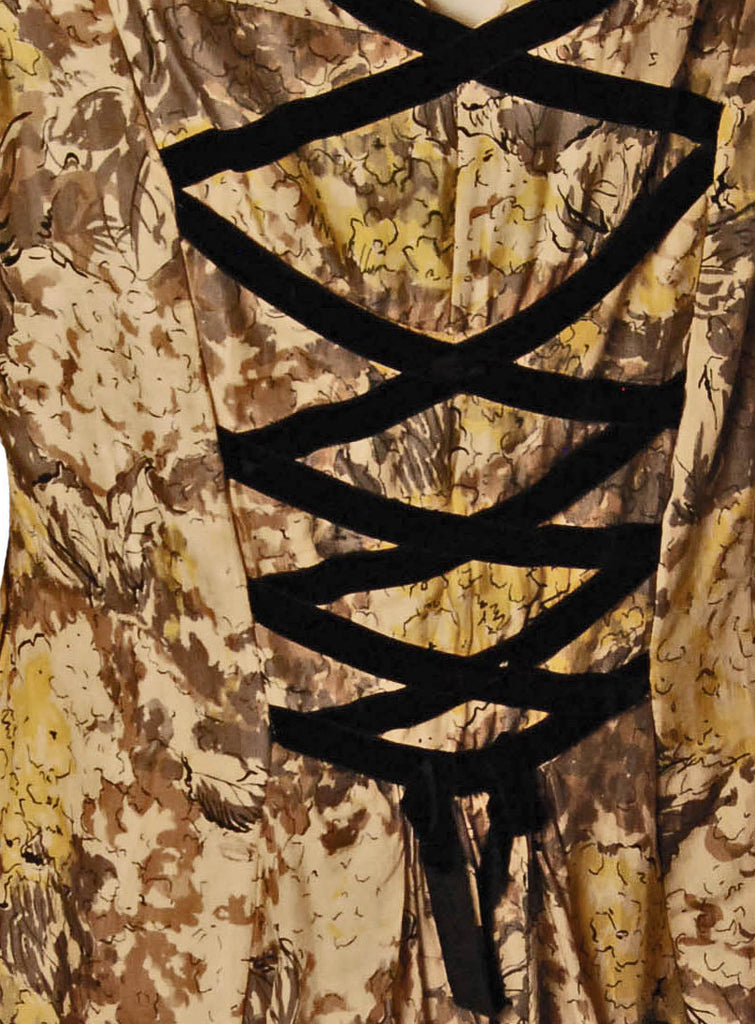 Yellow Floral 1950s Dress, Laced Back - refashioner - 3