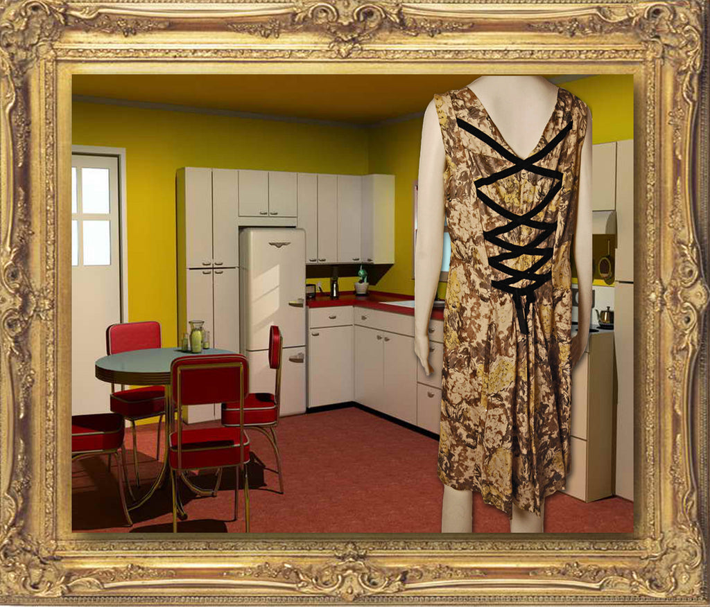 Yellow Floral 1950s Dress, Laced Back - refashioner - 4