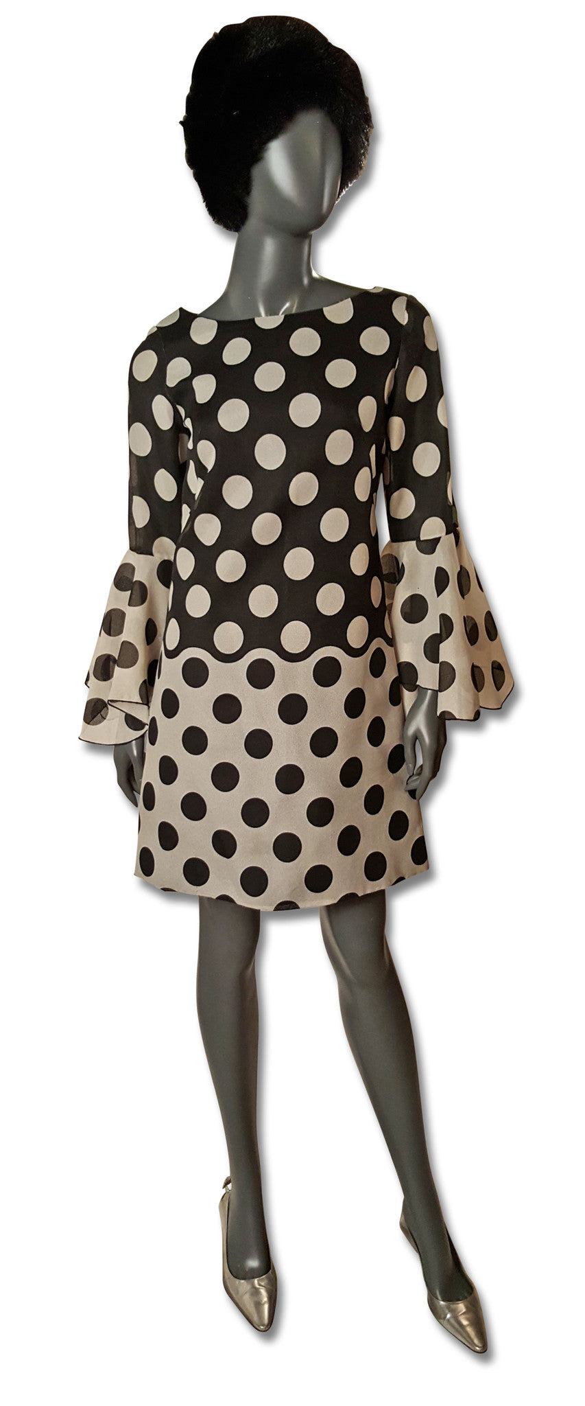 B/W 1960s Contrast Spot Dress - refashioner B/W 1960s Contrast Spot Dress - refashioner