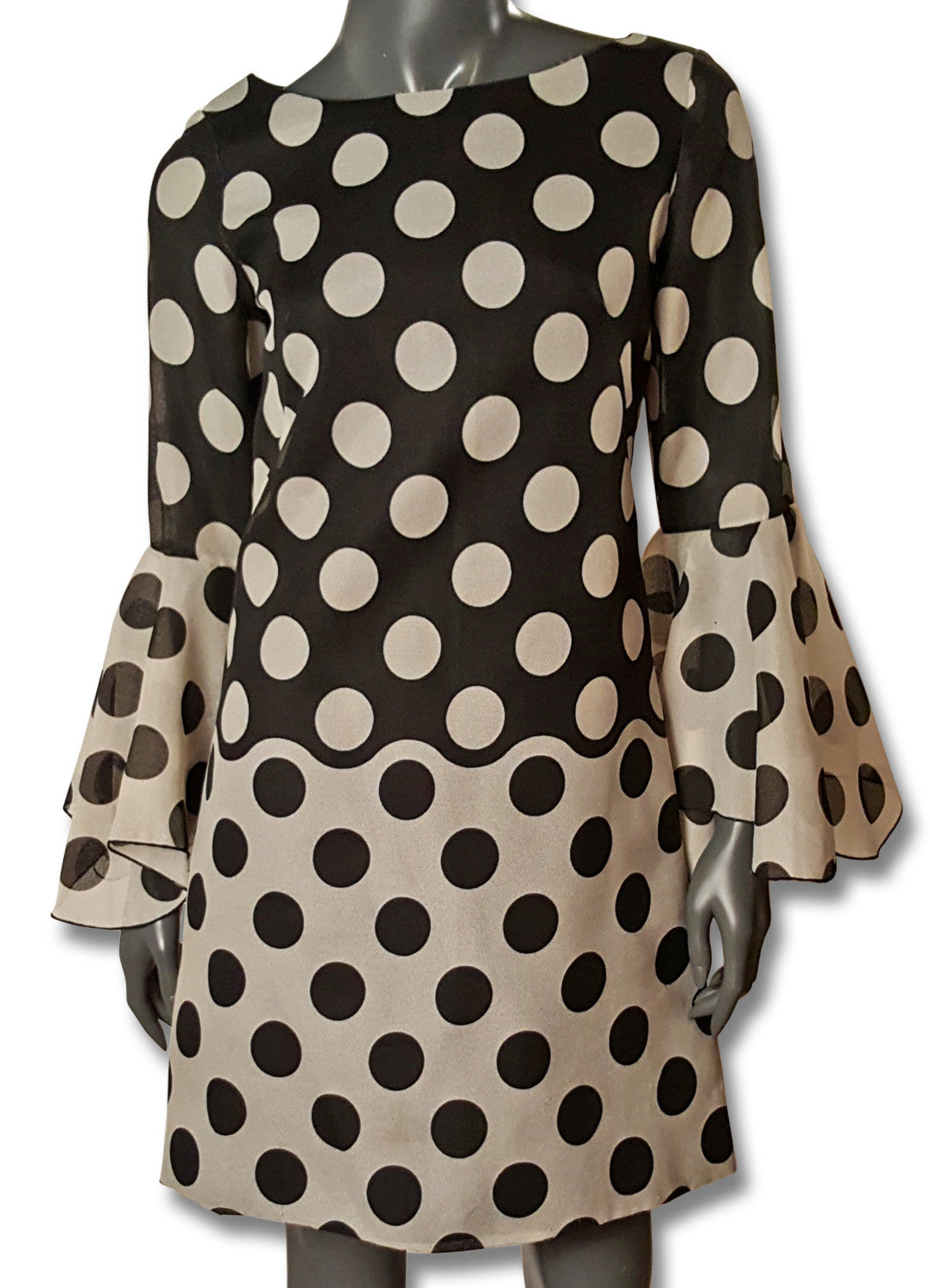B/W 1960s Contrast Spot Dress - refashioner B/W 1960s Contrast Spot Dress - refashioner
