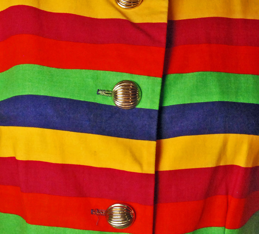 Shapely 1980s Colorful Striped Cotton Dress - refashioner - 4