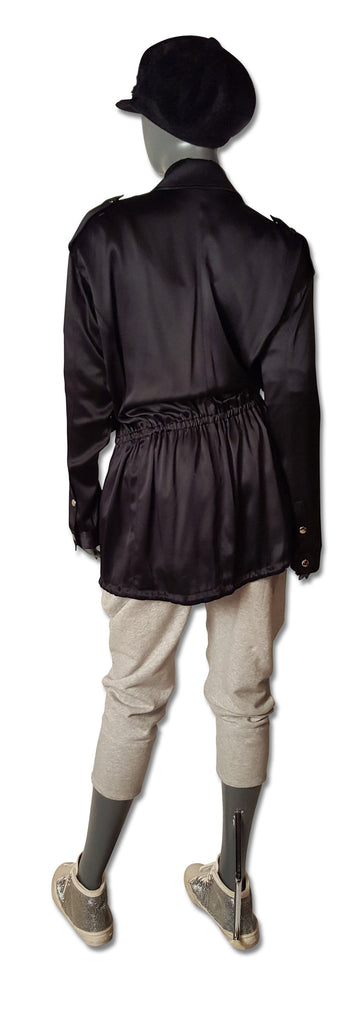 Black Silk Satin Alex Wang Parka - refashioner - 5
