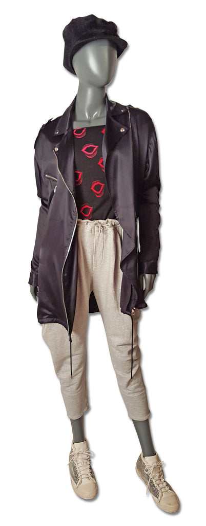 Black Silk Satin Alex Wang Parka - refashioner - 4