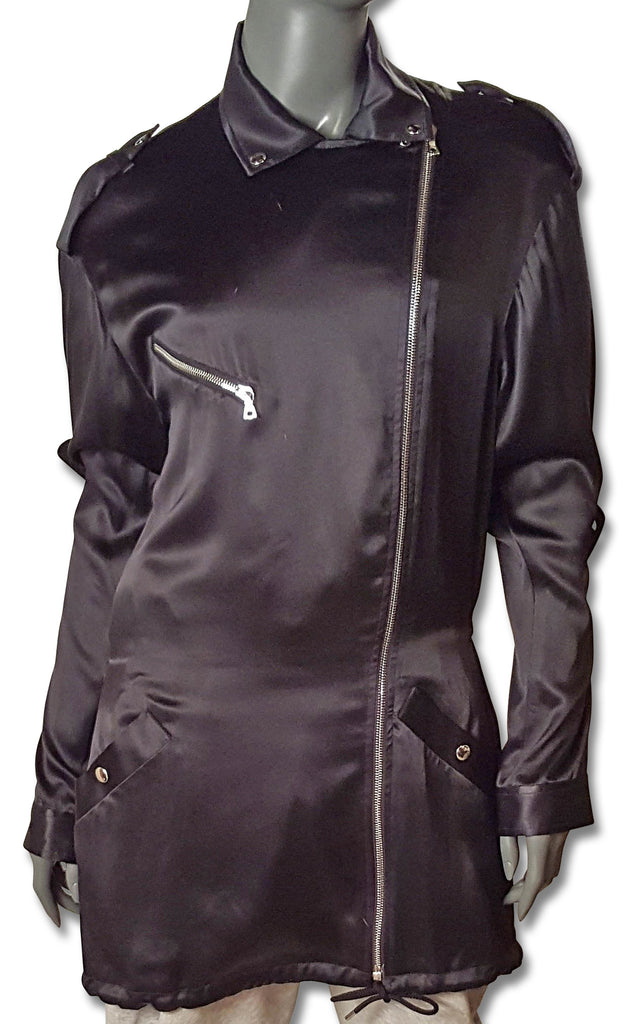Black Silk Satin Alex Wang Parka - refashioner - 1