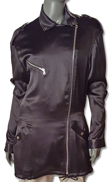 Black Silk Satin Alex Wang Parka - refashioner - 1