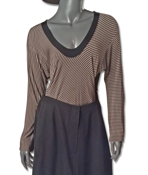 Balenciaga Striped/Black Silky Top - refashioner - 1