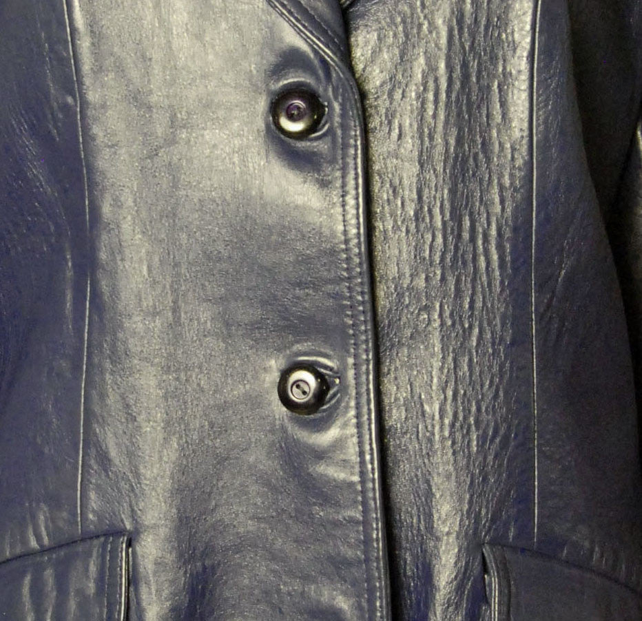 Superfly 1970s Blue Leather Blazer - refashioner - 5