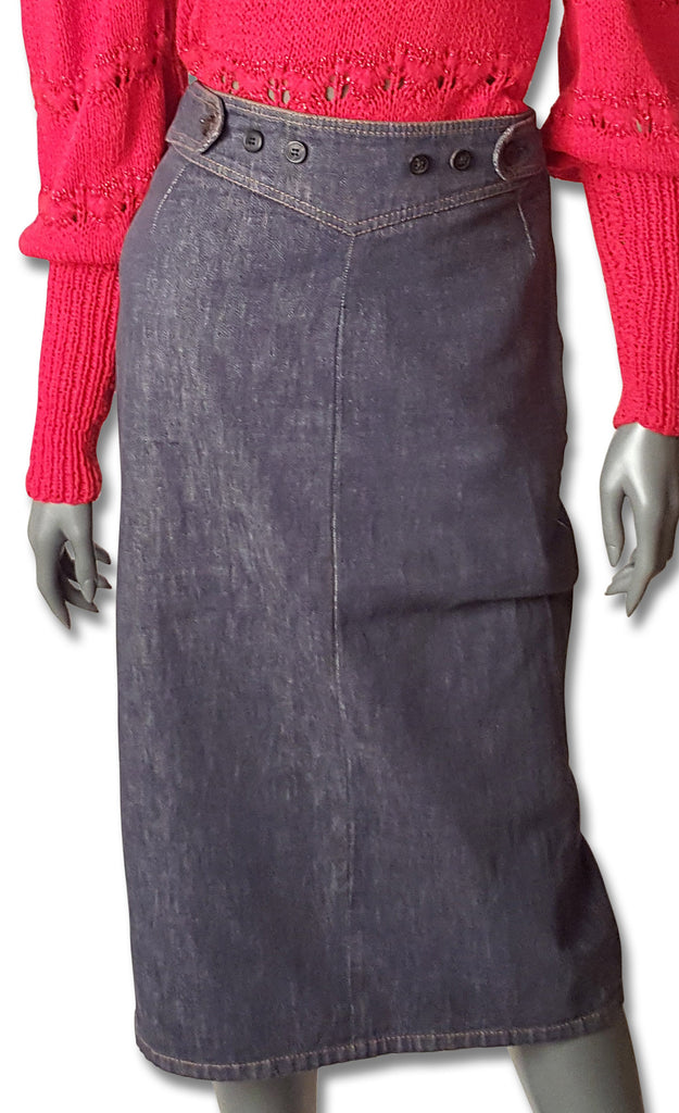 Dries van Noten Denim Pencil Skirt - refashioner - 2