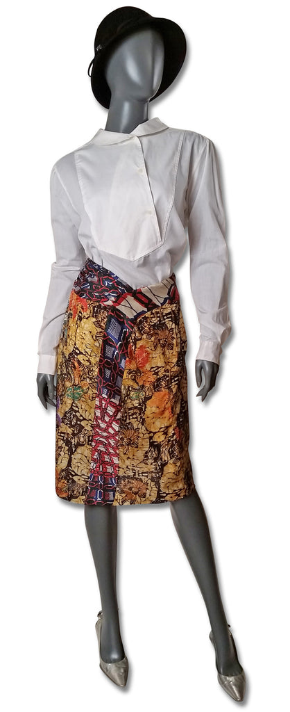 Multi Print Dries van Noten Silk Skirt - refashioner - 2
