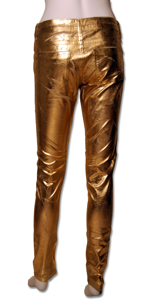 Sold Out Moto Gold Foil Jeans - refashioner - 2