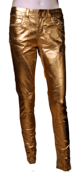 Sold Out Moto Gold Foil Jeans - refashioner - 1