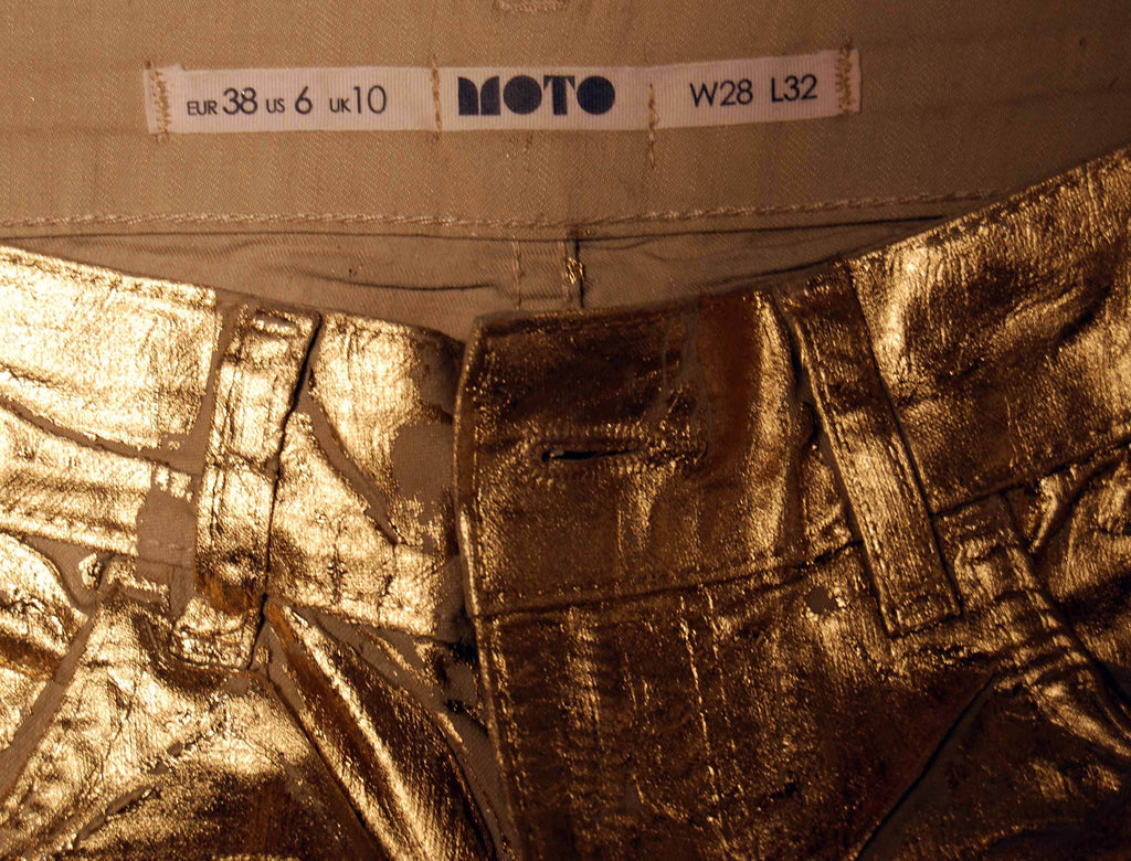 Sold Out Moto Gold Foil Jeans - refashioner - 4