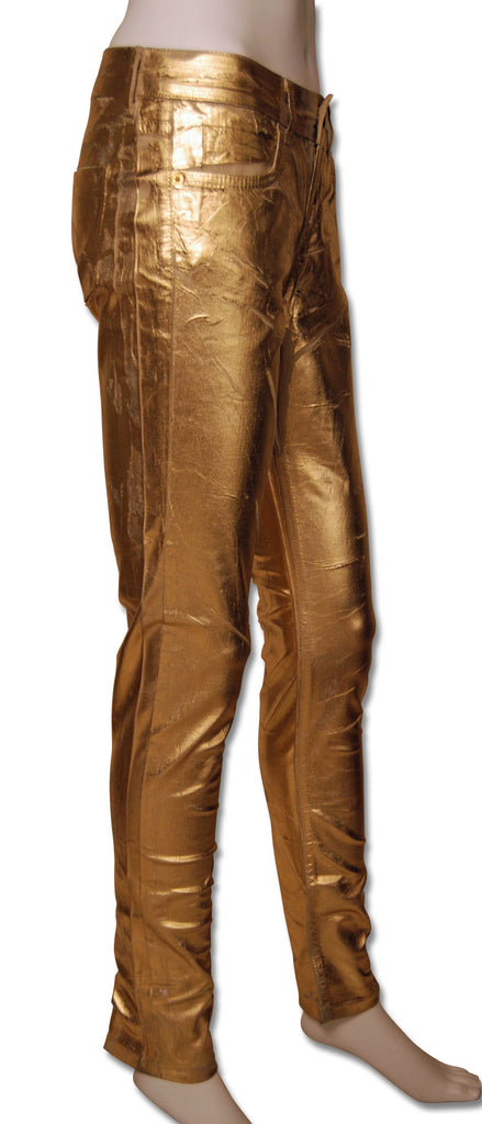 Sold Out Moto Gold Foil Jeans - refashioner - 3