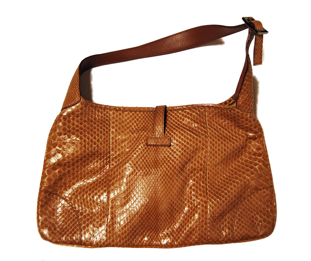 Vintage Gucci Cognac Snakeskin Purse - refashioner - 2