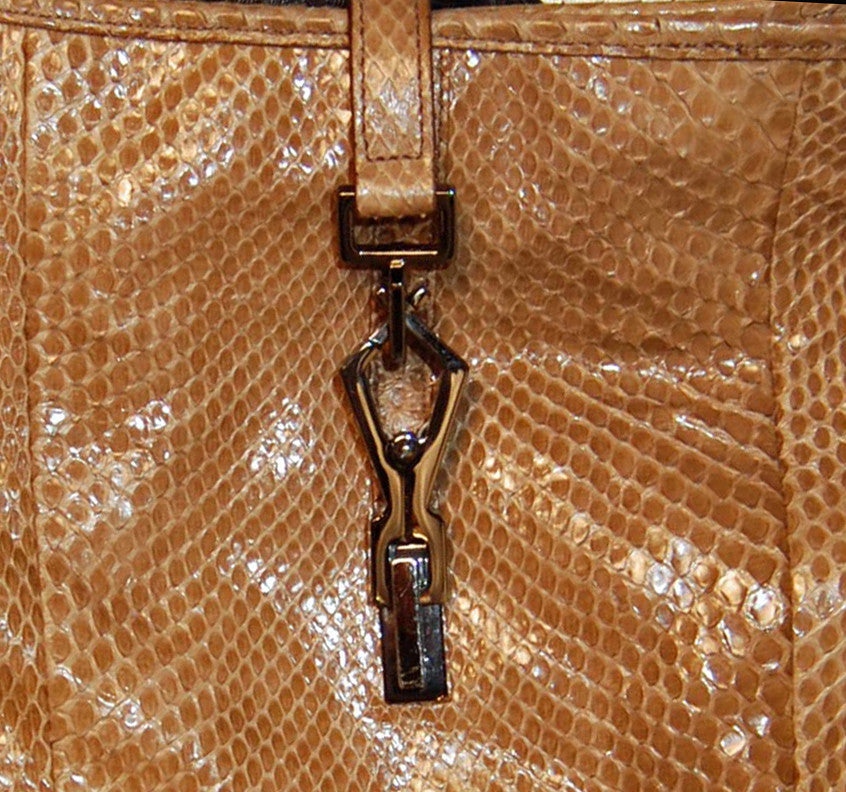 Vintage Gucci Cognac Snakeskin Purse - refashioner - 4