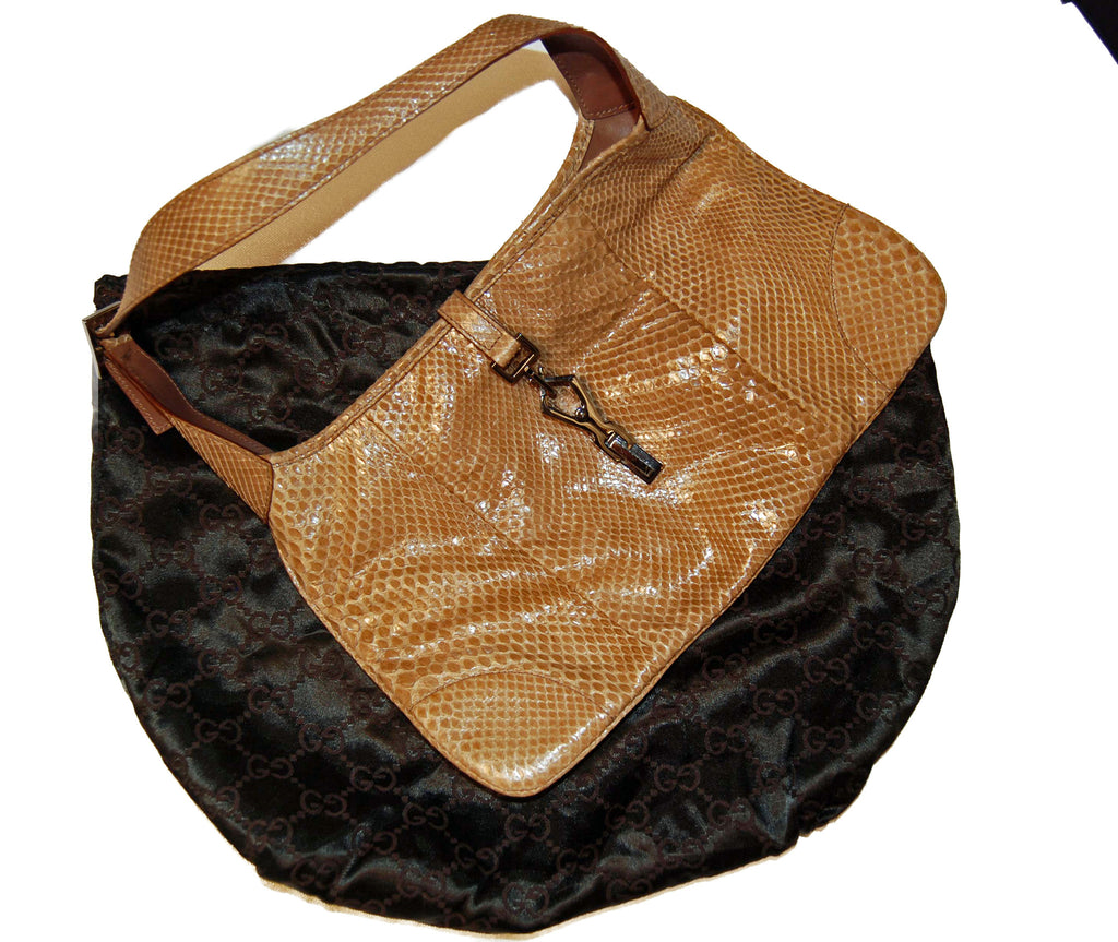 Vintage Gucci Cognac Snakeskin Purse - refashioner - 3