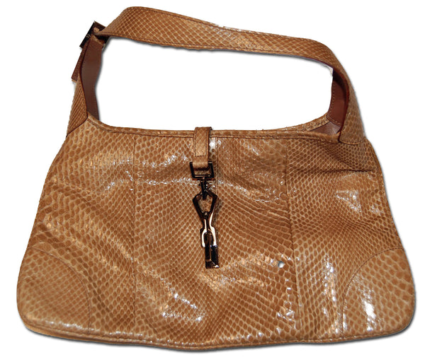 Vintage Gucci Cognac Snakeskin Purse - refashioner - 1