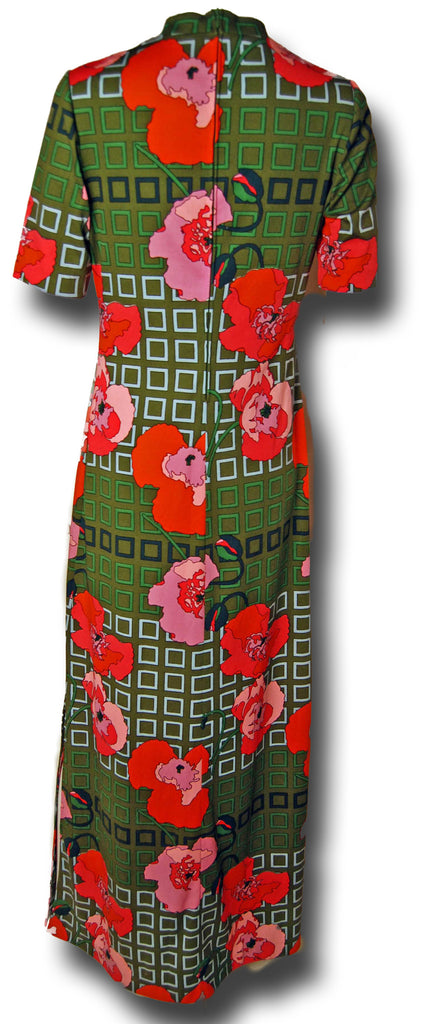 Maxi Gown Italian Bold Florals 1970s - refashioner - 3