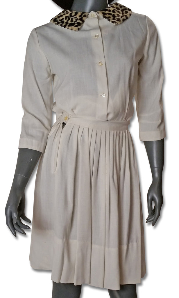 Faux Leopard Collar 1950s Skirt and Top - refashioner - 2