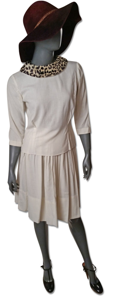 Faux Leopard Collar 1950s Skirt and Top - refashioner - 3