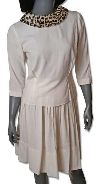 Faux Leopard Collar 1950s Skirt and Top - refashioner - 1