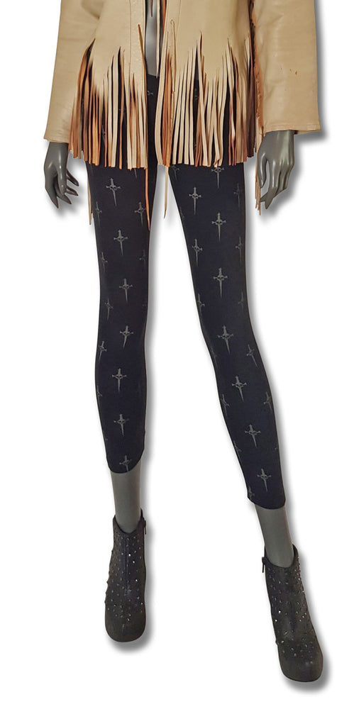 Lip Service Skull & Dagger Leggings - refashioner - 1