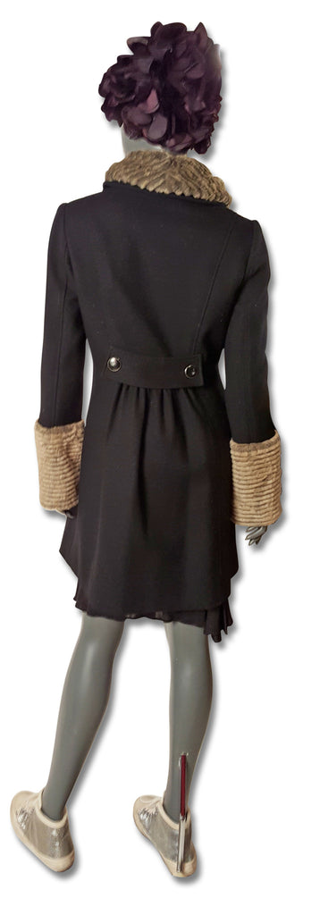 Mayle Faux Fur Trim Coat - refashioner - 4