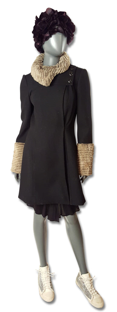 Mayle Faux Fur Trim Coat - refashioner - 3