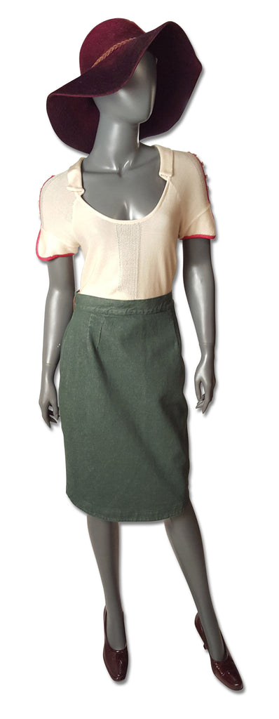 Fendi Vintage Green Denim Skirt - refashioner - 4