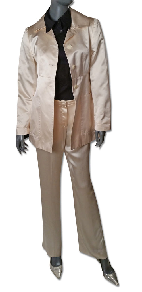 Ivory Satin Pantsuit, by Prada - refashioner - 5
