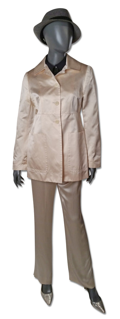 Ivory Satin Pantsuit, by Prada - refashioner - 3