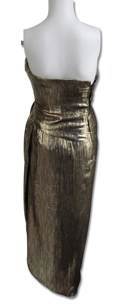 Scaasi Gold Lame Strapless Gown - refashioner - 3