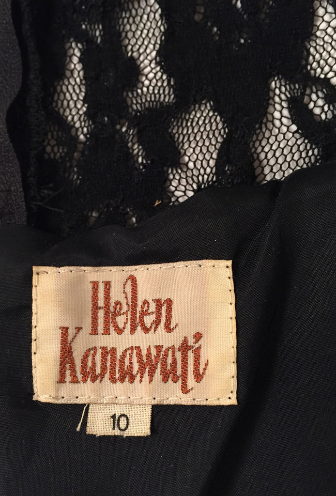 Black Satin & Lace 1980s Skater Dress - refashioner - 5