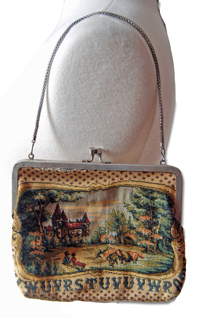 Vintage Pastoral Scene Tapestry Purse - refashioner - 1