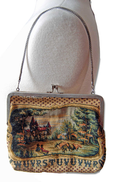 Vintage Pastoral Scene Tapestry Purse - refashioner - 1
