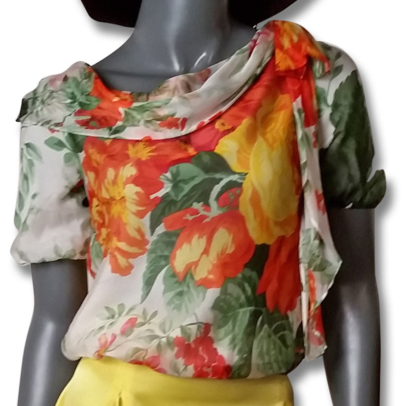 Tuleh Garden Party Silk Draped Blouse - refashioner - 1