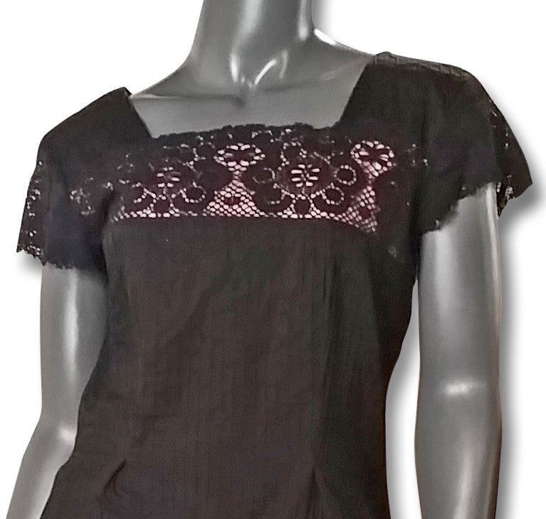 Black Pintuck/Lace 1960s Skirt and Top - refashioner - 6