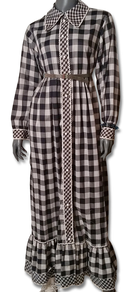 Double Gingham 1970s Maxi Dress - refashioner - 1