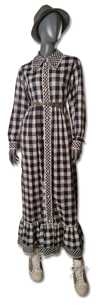 Double Gingham 1970s Maxi Dress - refashioner - 3