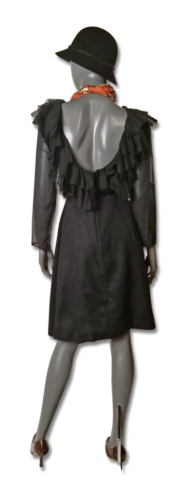 Ricco 1960s Scoop Back Ruffled LBD - refashioner - 4